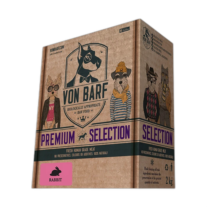 Von BARF tasakaalustatud toortoit koertele Premium Selection Rabbit